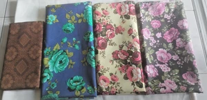 FABRIC SCRAPS -multi floral in 3 colours-cotton polyster - Picture 1 of 5