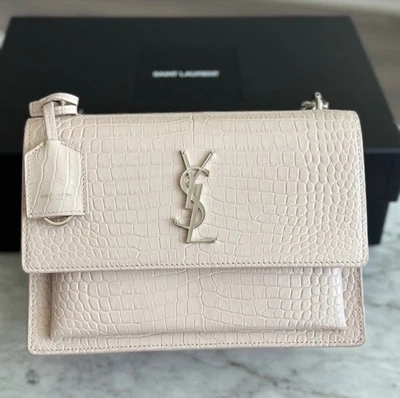 Yves Saint Laurent Sunset Medium Crossbody Bag in Croc-Embossed Leather - Image 1 of 4