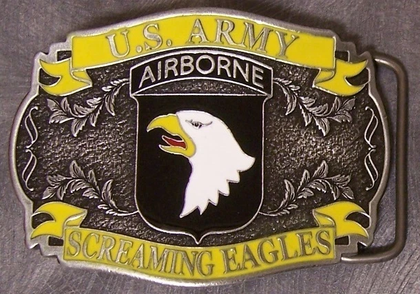 Cinturón Militar Hebilla Peltre 101º Emblema Aerotransportado NUEVO - HECHO EN EE. UU. Foto 1 de 1