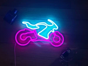 Sportbike Neon Sportrad Wandbild Fahrrad Leuchtreklame Wanddeko Sport Bike Wall Ar - Bild 1 von 10