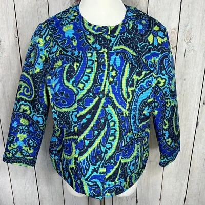 Chaqueta Blazer Ruby Rd Para Mujer Azul Verde Cachemira Botón Delantero Manga 3/4 Talla 14 Foto 1 de 4