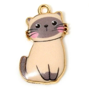 10 dijes colgantes muy lindos de gato con mejillas rosadas en forma de tono dorado - Imagen 1 de 1
