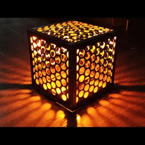 Leuchtwürfel aus Stahl mit Lochblech von LICHTfunken - Lichtwürfel Cube / Würfel - Bild 1 von 3