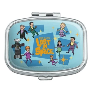 Lost In Space Cartoon Crew Floating Retro Style Rectangle Pill Case Box - Picture 1 of 4