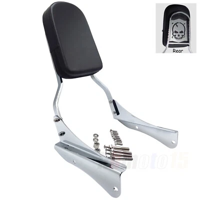 Chrome Passenger Sissy Bar Skull Backplane For 2001-2006 Shadow Spirit 750 VT750 - Image 1 of 4