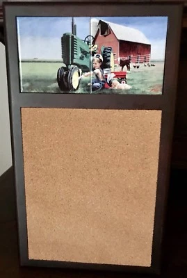 Donald Zolan Cork Board Little Farmhands “Clean And Shiny”John Deere Child Decor - Image 1 of 4