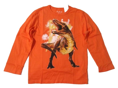 NOVO DINOSSAURO PRETO AMARELO LARANJA MANGA LONGA INFANTIL MASCULINO - Imagem 1 de 4