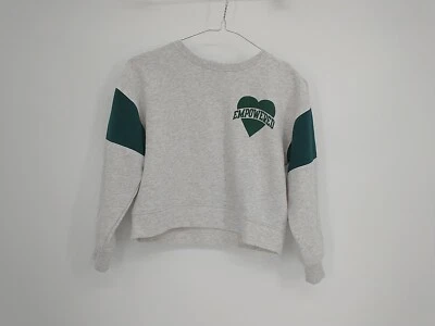 Sudadera Gráfica Antigua Azul Marino Niña Gris y Verde Talla M(8) Potenciada Foto 1 de 4
