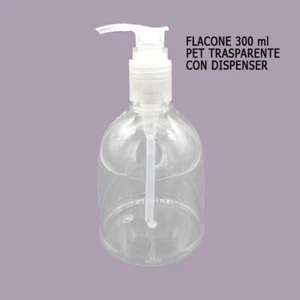 FLACONE Bottiglia Plastica PET trasparente 300 ML con DISPENSER (bell) - Imagen 1 de 4