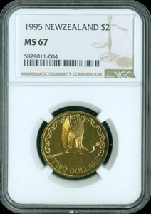 1995 New Zealand 2 Dollars NGC MS67 Quality - Picture 1 of 2