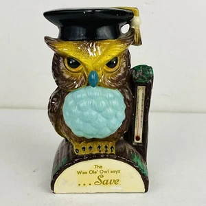 Banco de dinero de colección Wise Ole Owl con termómetro graduación fondo universitario de escuela secundaria - Imagen 1 de 10