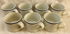 (7) Dansk BISTRO Christianshavn Blue Stripe 2.75" Coffee Tea Cups Mugs SET OF 7 - Picture 1 of 10