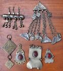 6X Kuchi Pendants afghan Antique Tassels Jingle Bell Chain Bead Stones Dangle