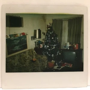 Retro 70s Living Room Christmas Tree TV Sofa Window AC Vintage Photo Snapshot - Picture 1 of 1