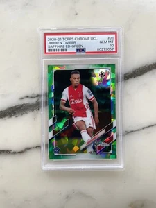 2020-21 Topps Chrome UCL Soccer Sapphire Green Jurrien Timber /75 PSA 10 - Bild 1 von 2