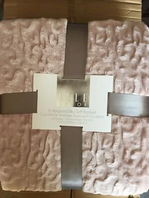 Elle Decor Queen Embossed Blanket Silky Soft Plush Warm - Blush - 90” X 90”