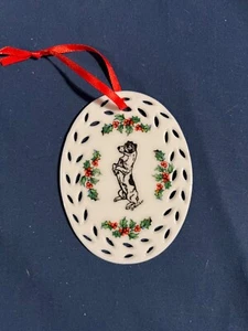 Jack Russell Porzellan/Keramik Vintage Weihnachtsschmuck - Bild 1 von 6