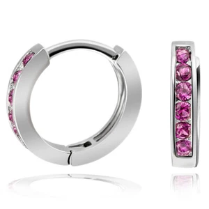 Pendientes criollos niña Goldmaid plata de ley 925 circonitas color rubí NUEVO - Imagen 1 de 3