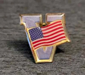 "V" Victoria de Guerra - Bandera Americana Militar Patriótica - Prendedor Solapa Vintage - Imagen 1 de 1