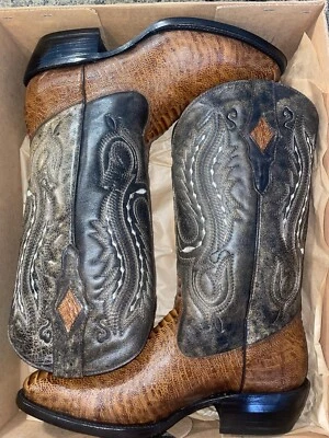 Мужские сапоги вестерн коричневый страус печать кожи круглый носок капучино - Изображение 1 из 3