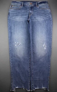 Women's 2019 Maurices Mid Rise Straight Jeans Raw Hem Distressed Size 16 (37x29) - Picture 1 of 9