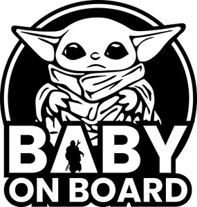 Baby Yoda Star Wars The Mandalorian baby on board meme 6" vinyl sticker decal - Picture 1 of 4