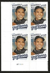 US Scott #5608, Plate Block #B1111111 2021 Yogi Berra VF MNH Lower Left - Picture 1 of 1