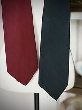 Vintage Mr John Beau Brummell Polyester Ties, Pair of Black and Burgundy Ties