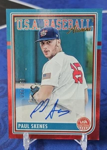 2024 Panini USA Stars & Stripes PAUL SKENES Alumni Red AUTO Autograph 098/199 - Picture 1 of 2