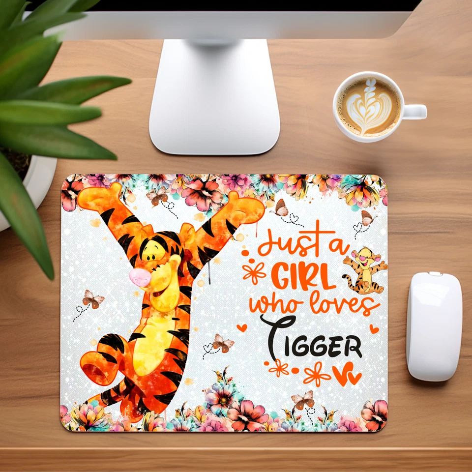 Alfombrilla de ratón de neopreno antideslizante personalizada Just A Girl Who Loves Tigger oficina en casa Foto 1 de 1