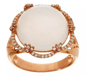 QVC Sterling Silver Moonstone & White Topaz Bold Ring, Size 5 - Picture 1 of 1