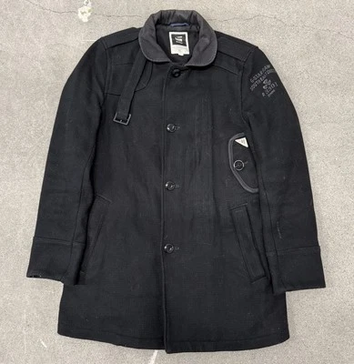 G Star Wool Decoy Garber Jacket Mens Size Small Black Heavyweight Trench Coat - Image 1 of 4