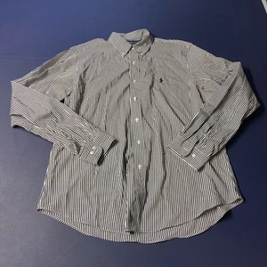 Ralph Lauren Polo Button Up Shirt Custom Black White Stripe Long Sleeve 17 36/37 - Picture 1 of 7