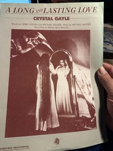 K 1985 CRYSTAL GAYLE 9x12 sheet music A LONG AND LASTING LOVE (no center page) - Picture 1 of 1