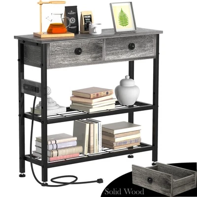 Mesa consola 32" con tomas de corriente y puertos USB - Mesa de entrada estrecha con 2 cajones... Foto 1 de 4