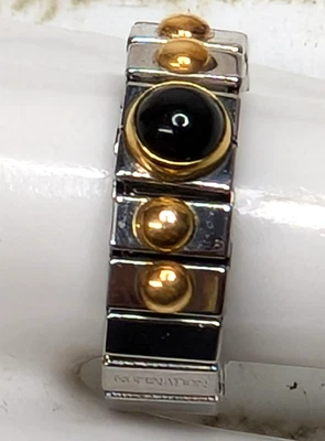 Anillo elástico vintage Nomination acero inoxidable 750 ágata negra talla 5,5 Foto 1 de 4