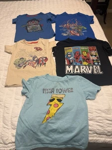 Boys T Shirt Lot 4t 5 Xs Pizza Ryan’s World Avengers 5 Shirts Total Stains Pic - Picture 1 of 11