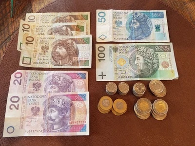 Lote de monedas de zlotych de Polonia, billetes y monedas, 279,30 PLN en total Foto 1 de 4