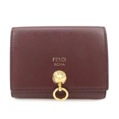 Autêntica FENDI By The Way Estojo de Cartão de Couro Bordeaux 3M0217 Usado F/S - Imagem 1 de 4
