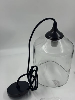 BRAND NEW - Pottery Barn City Glass Clear & Bronze Pendant Light Fixture No Box - Image 1 of 4