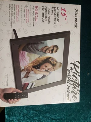 Aluratek (ADMPF315F) 15 Inch Digital Photo Frame - Black NEW Sealed in box - Image 1 of 3