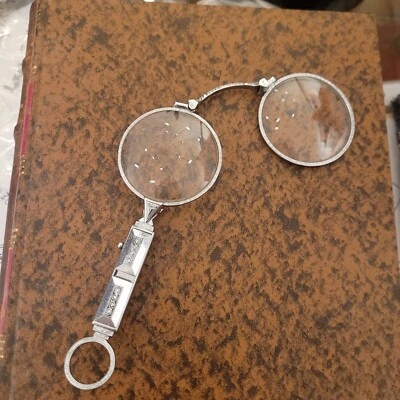 vintage Art Deco 935 silver folding lorgnette spectacles - Lorgnette - Image 1 of 4