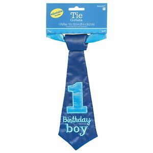 1st Birthday Boy Blue Fabric Tie