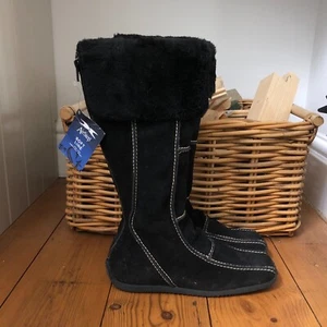 Nuovi stivali AirStep metà polpaccio piatti pelle scamosciata UK 5 EU 38 pelliccia nera zip A.S. - Foto 1 di 11