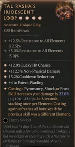 💥DIABLO 4💥SEASON 9💥Sorcerer💥Tal Rasha's Iridescent Loop 4 GA 22% Aspect - Picture 1 of 1