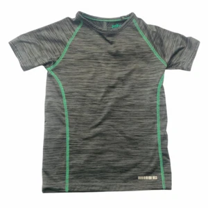 B06-Boden, 7/8Y, s/s poly active shirt (Gray/Green Stitching) - Picture 1 of 2