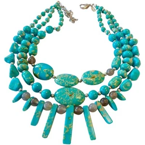 CHICO'S Leann Multi Strand Faux Turquoise Necklace 570178953, NWT,  $55, 18in - Picture 1 of 5