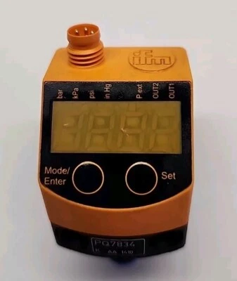 IFM ELECTRONIC PQ7834 PNEUMATIC PRESSURE SENSOR 1-10BAR 18-32V.DC Free Shipping - Image 1 of 4