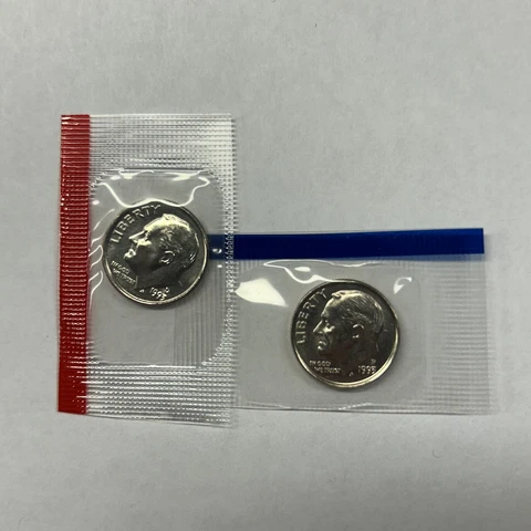 1993 P&D Roosevelt Dimes from Mint Set in Mint Cello with Free Shipping Cover