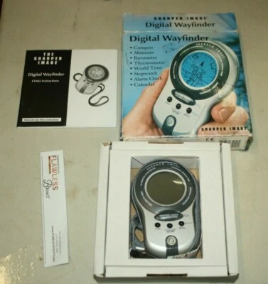 NEW SHARPER IMAGE WAYFINDER COMPASS  ALTIMETER BAROMETER THERMOMETER CLOCK  - Image 1 of 2